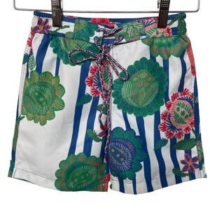 TiA CiBANi KiDS Matyo Striped Floral Surf Swim Trunks Lined Blue 5-6 NWT